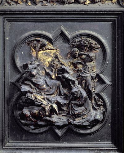 The Nativity, second panel of the North Doors of the Baptistery of San Giovanni, 1403-24 by Lorenzo Ghiberti
